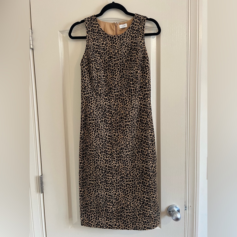 J Crew Leopard Print Sleeveless Sheath  Dress Size 0